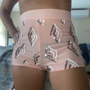 Blush sequin short shorts